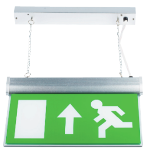 BE10 LED Hanging Exit Sign, Arrow Down, Chrome
