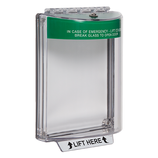 Univ Stopper- green sounder-Emergency label- flush Universal