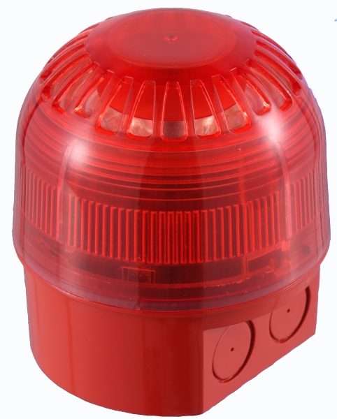 Klaxon Sonos LED Beacon, Red Lens, Red Deep Base